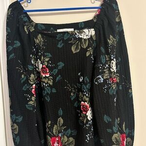 Floral long sleeve shirt.